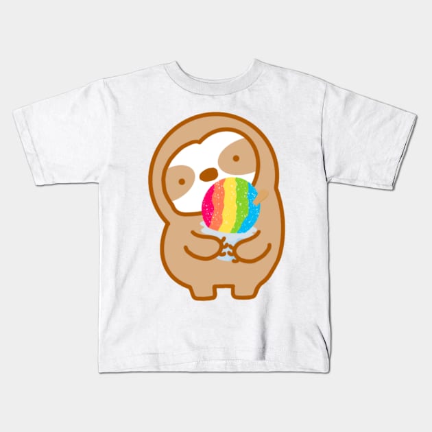 Cute Hawaiian Shave Ice Sloth Kids T-Shirt by theslothinme